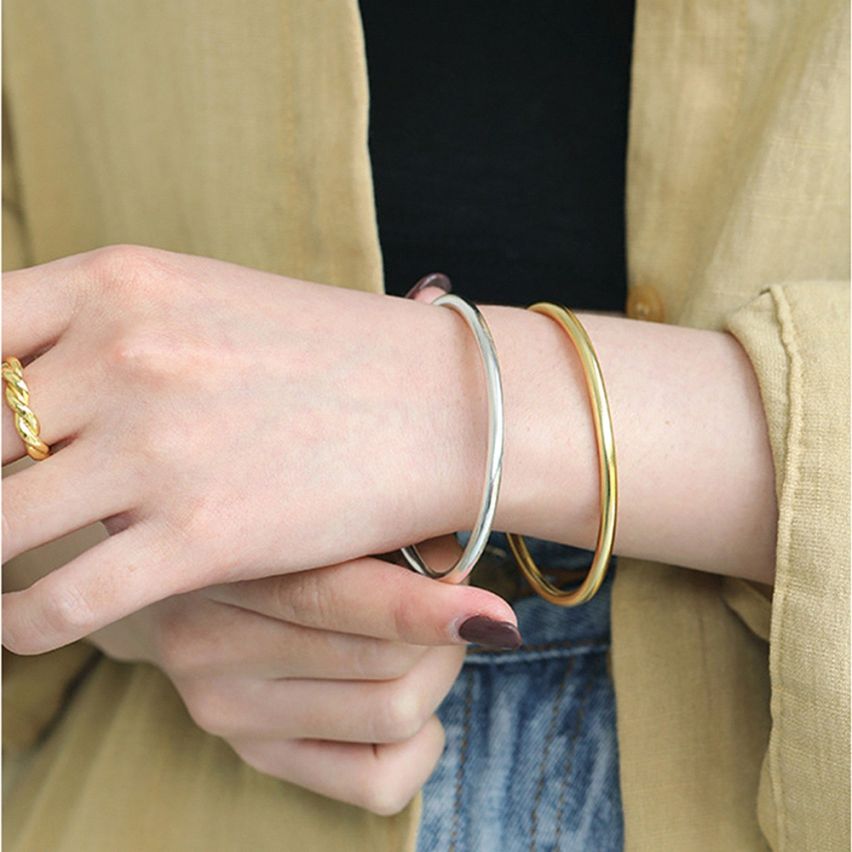 925 Silver Brushed silver Smooth Bangles