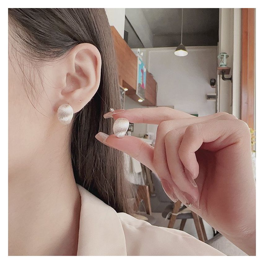 925 Silver Brushed silver Smooth Earrings