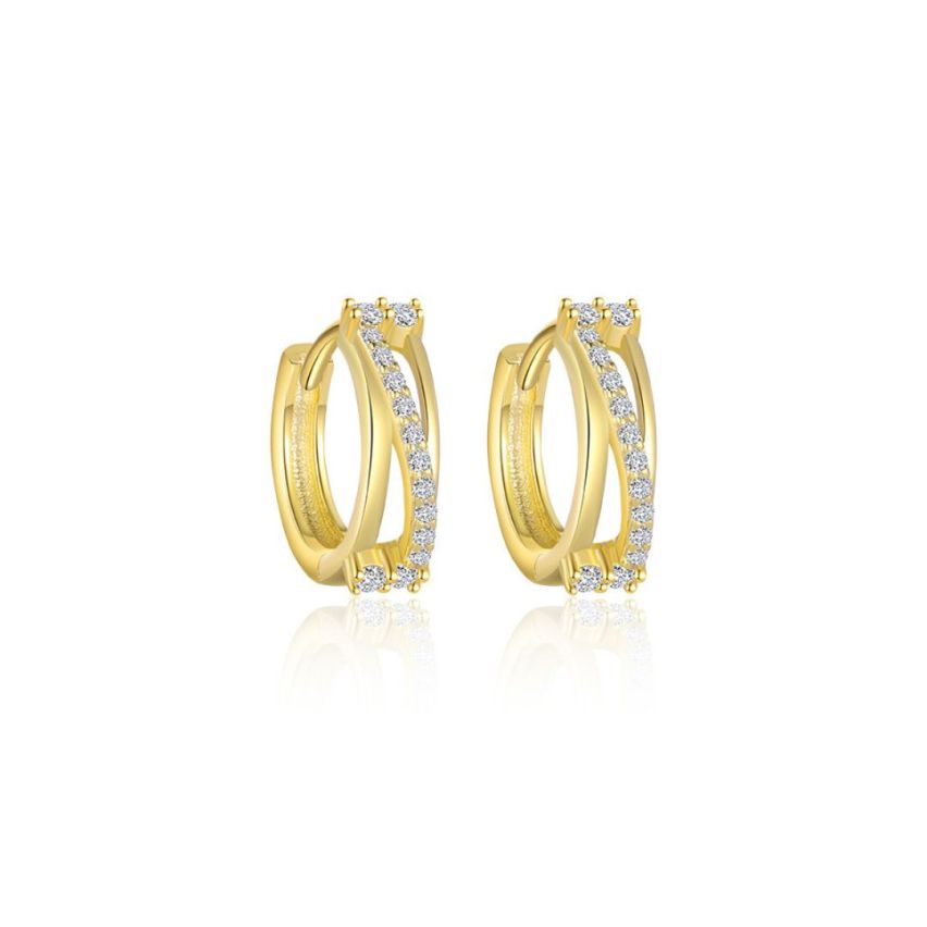 925 Silver Gold Plating Zircon Minimalist Earrings