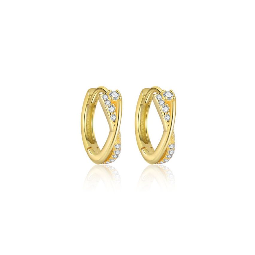 925 Silver Gold Plating Zircon Minimalist Earrings