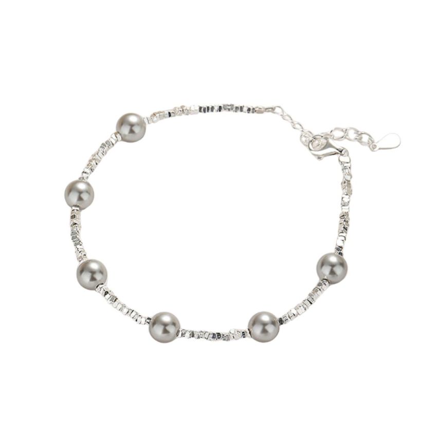 925 Silver Rhodium Plating Grey Pearls Bracelets 3.8g