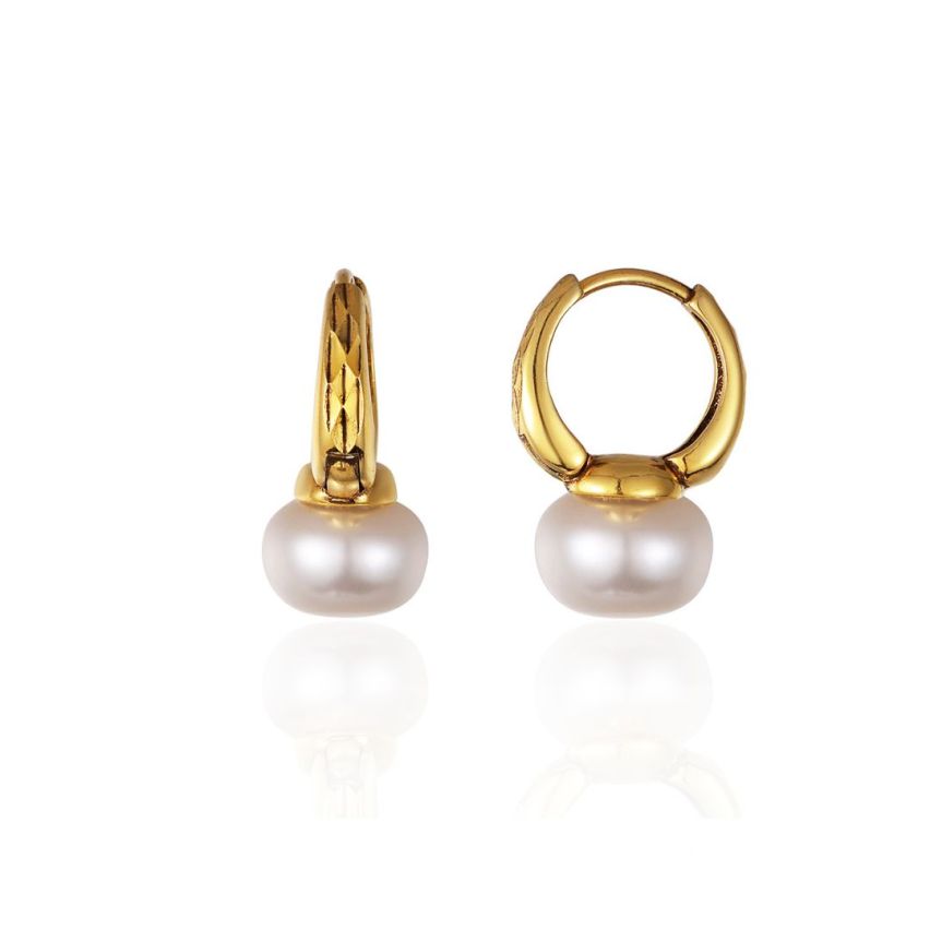 925 Silver Gold Plating Pearls Earrings 3g