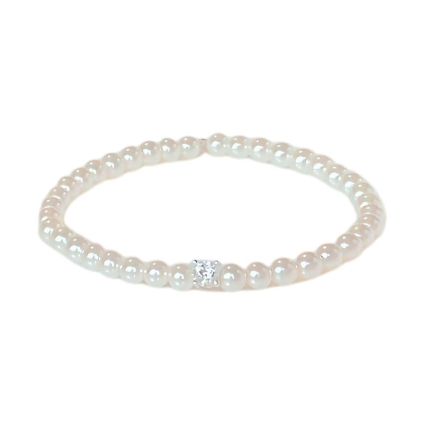 925 Silver Rhodium Plating White Shijia pearl Pearls Bracelets 3.8g