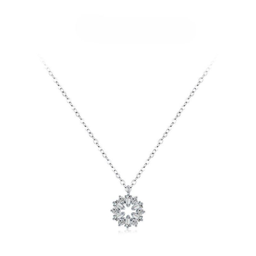 925 Silver Rhodium Plating Zircon Minimalist Pendants 1.9g