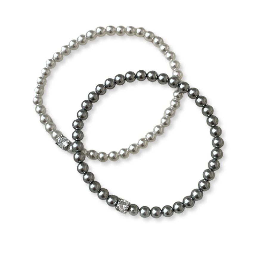 925 Silver Rhodium Plating Zircon Pearls Bracelets