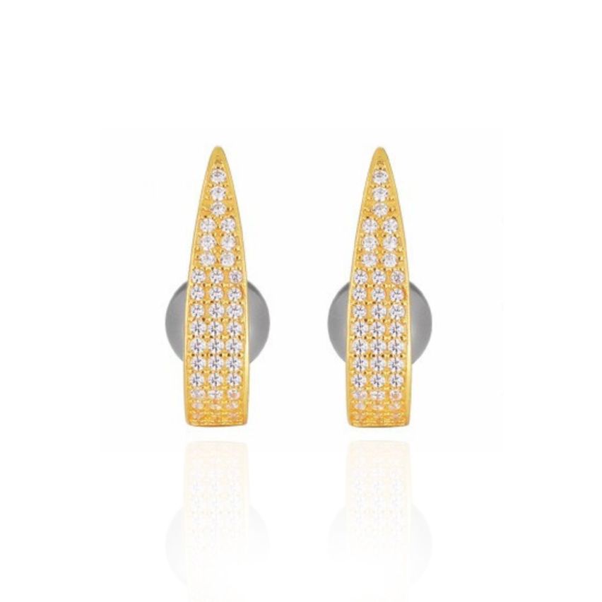 CLASSIC Gold Plating 925 Silver Zircon Pearls Earrings 8.9g 