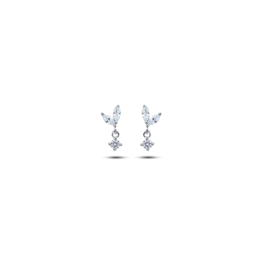 999 Silver Rhodium Plating Zircon Minimalist Earrings