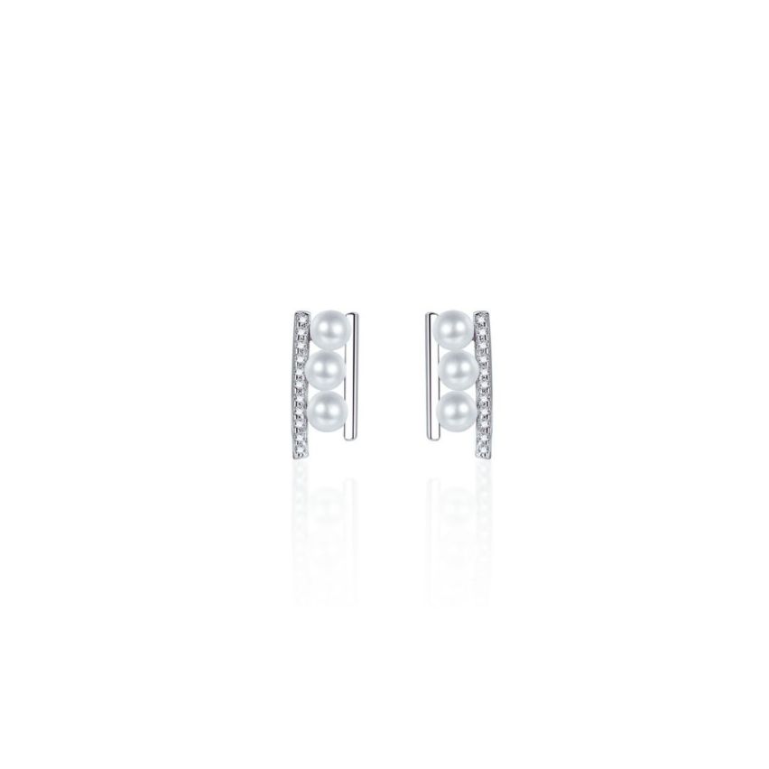 999 Silver Rhodium Plating Shijia pearl Minimalist Earrings