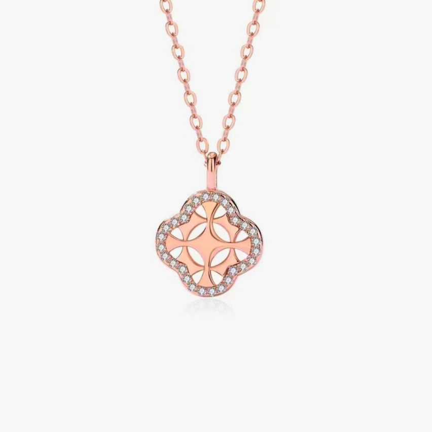 925 Silver Rose gold Plating Zircon Cross Pendants 3g