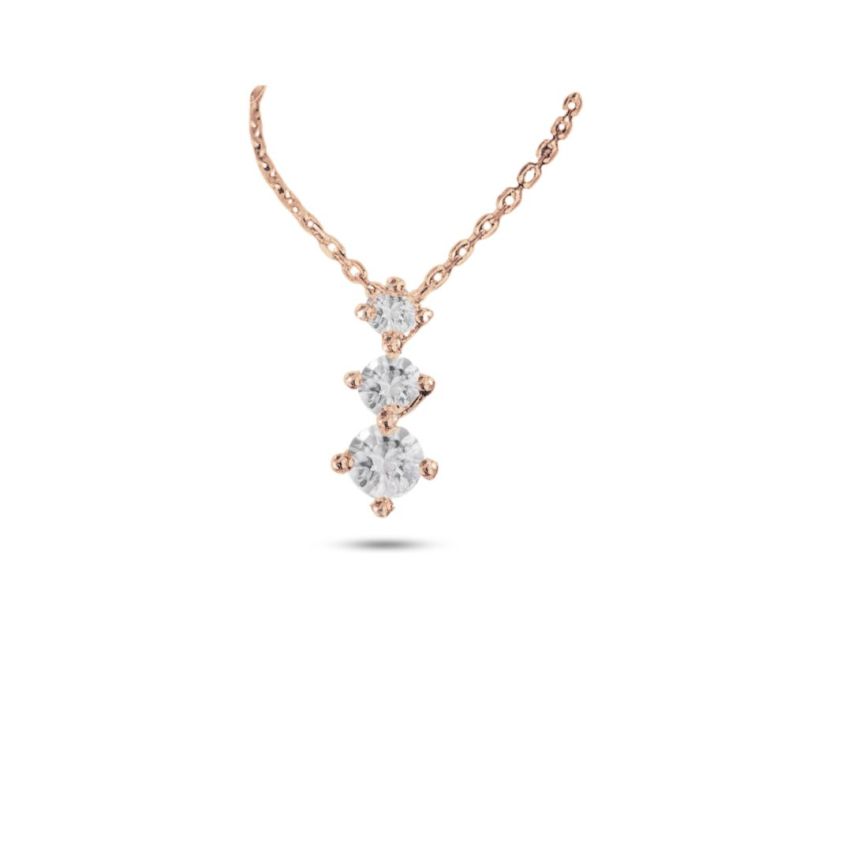 925 Silver Rose gold Plating Zircon Pendants 1.75g 450x1mm