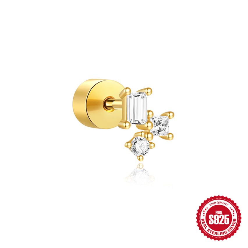 3 galvanization layers Zircon Piercing Earrings 