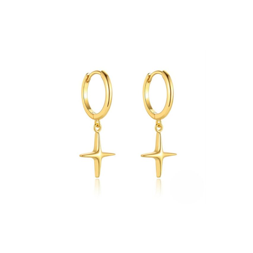 925 Silver 3 galvanization layers Cross Earrings 1.47g 24.5x9mm