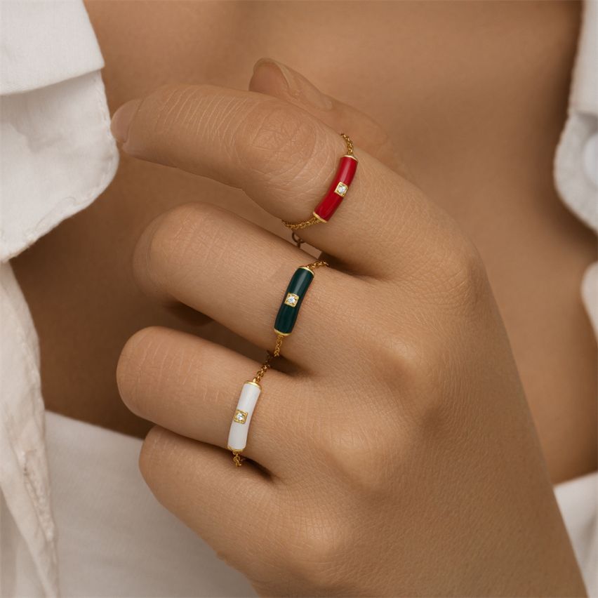 ESSENTIAL 3 galvanization layers 925 Silver Enamel Minimalist Rings 
