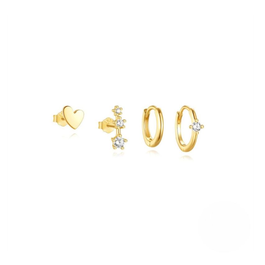 925 Silver 3 galvanization layers Gold Plating Zircon Sets Earrings