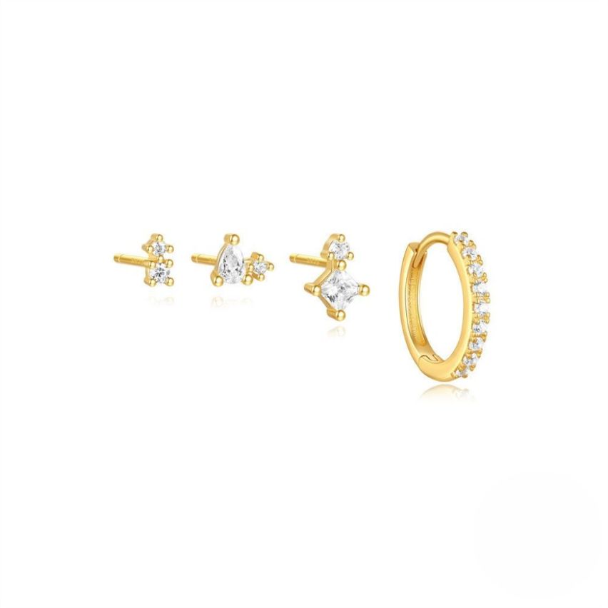 925 Silver 3 galvanization layers Gold Plating Zircon Sets Earrings