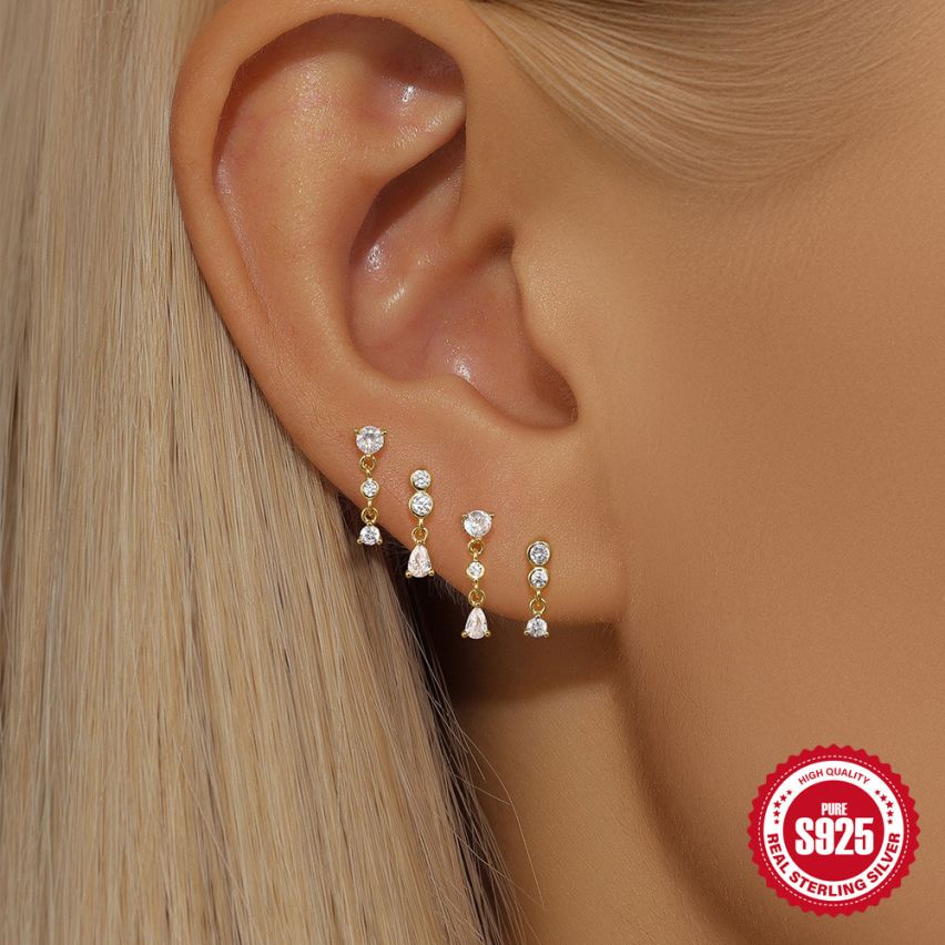 Gold Plating Zircon Sets Earrings 