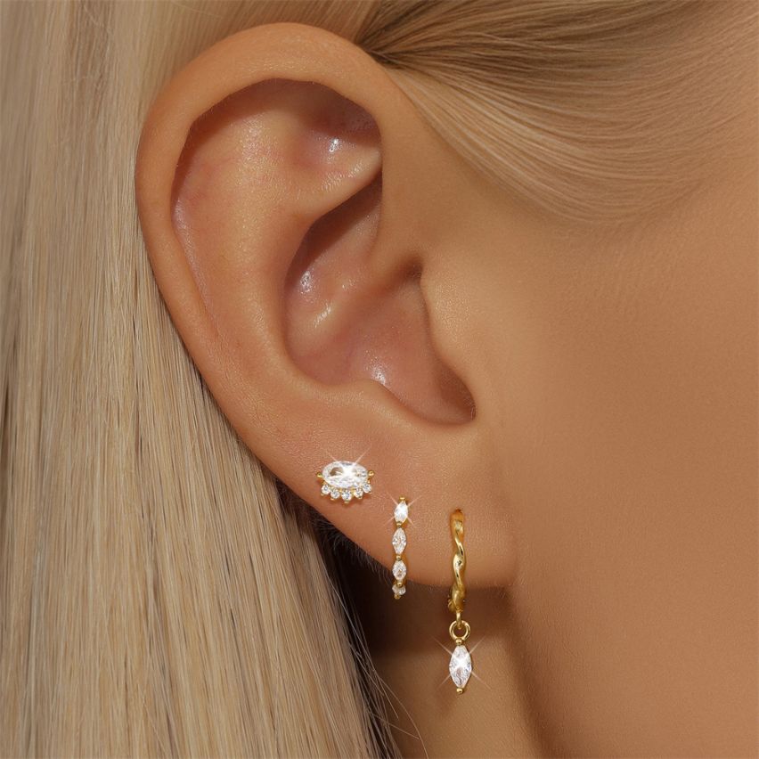 Gold Plating Zircon Sets Earrings 