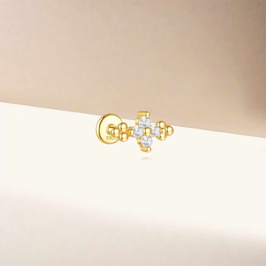 3 galvanization layers Zircon Piercing Earrings 