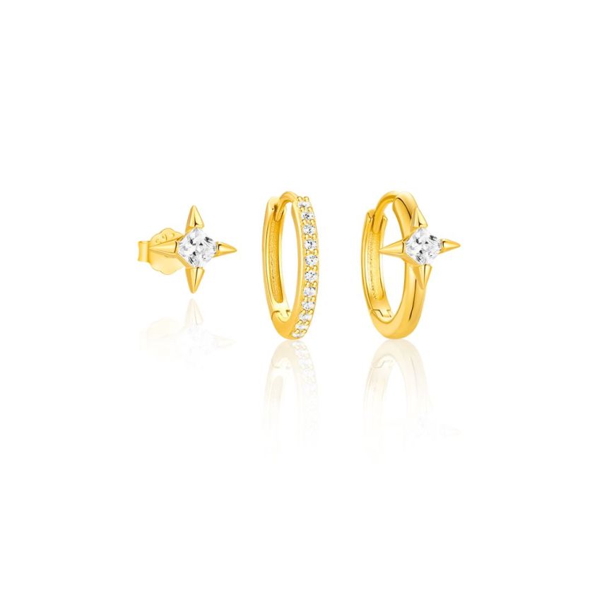 925 Silver 3 galvanization layers Gold Plating Zircon Sets Earrings