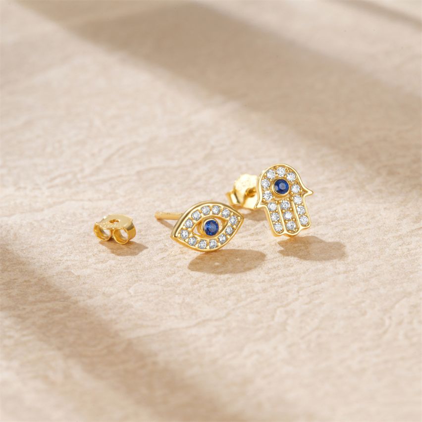 925 Silver 3 galvanization layers Gold Plating Zircon Minimalist Earrings