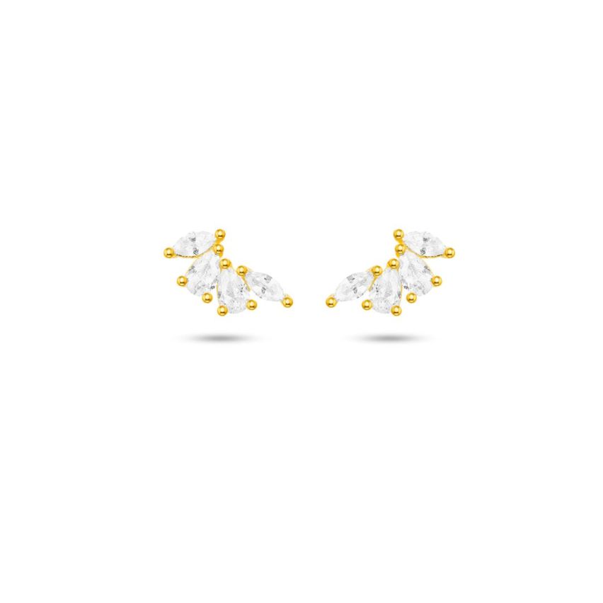 925 Silver 3 galvanization layers Gold Plating Zircon Minimalist Earrings