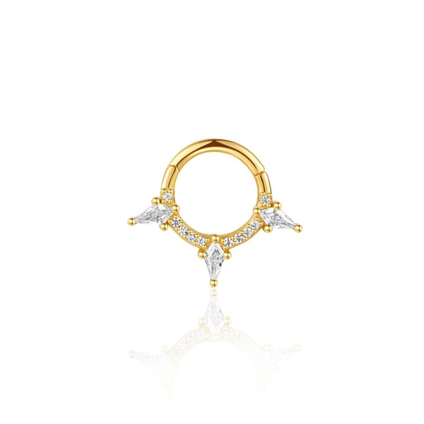 925 Silver 3 galvanization layers Gold Plating Zircon Piercing Earrings