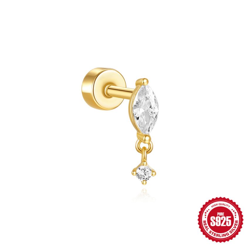 3 galvanization layers Zircon Piercing Earrings 