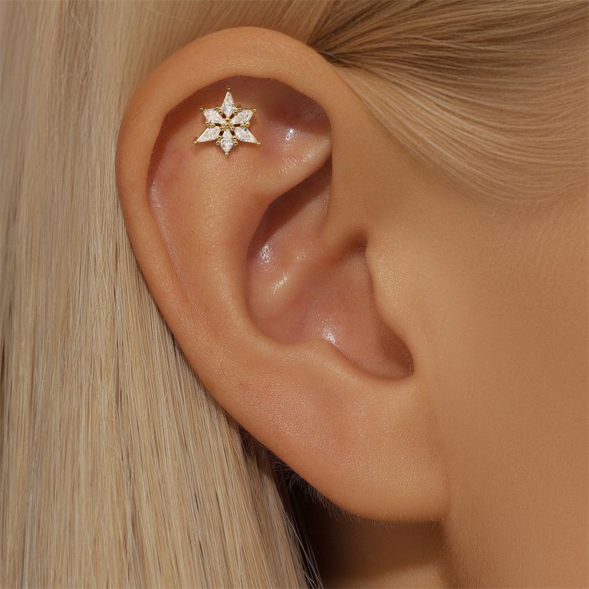 3 galvanization layers Zircon Piercing Earrings 