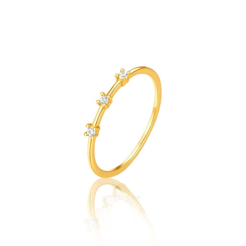 ESSENTIAL 3 galvanization layers 925 Silver Gold Plating Zircon Minimalist Rings