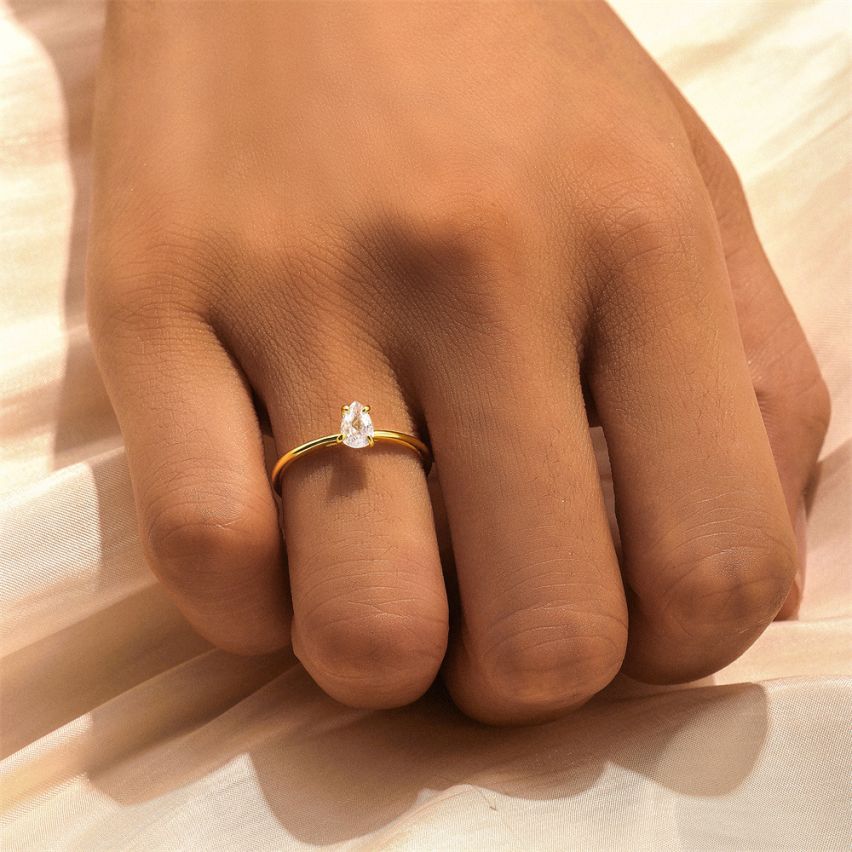 ESSENTIAL 3 galvanization layers 925 Silver Gold Plating Zircon Minimalist Rings