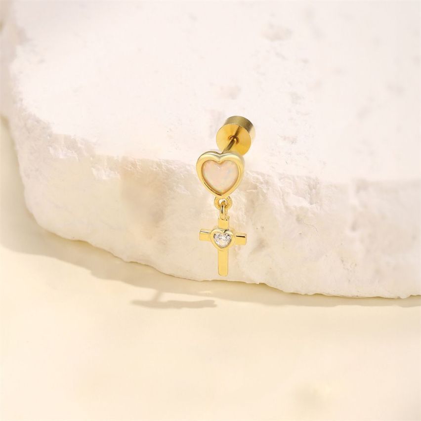 ESSENTIAL 3 galvanization layers 925 Silver Opal Piercing Earrings