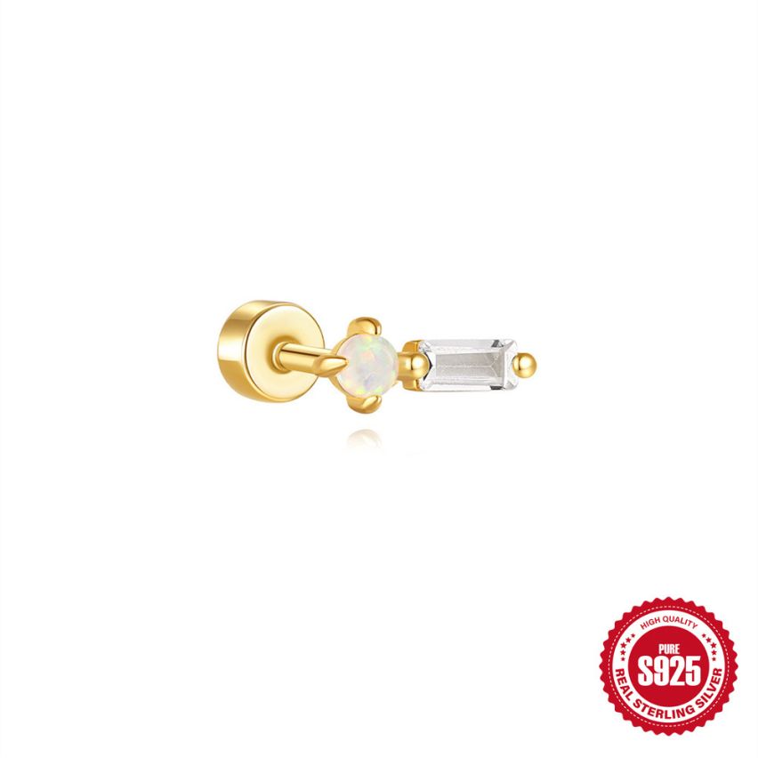 ESSENTIAL 3 galvanization layers 925 Silver Opal Minimalist Earrings 