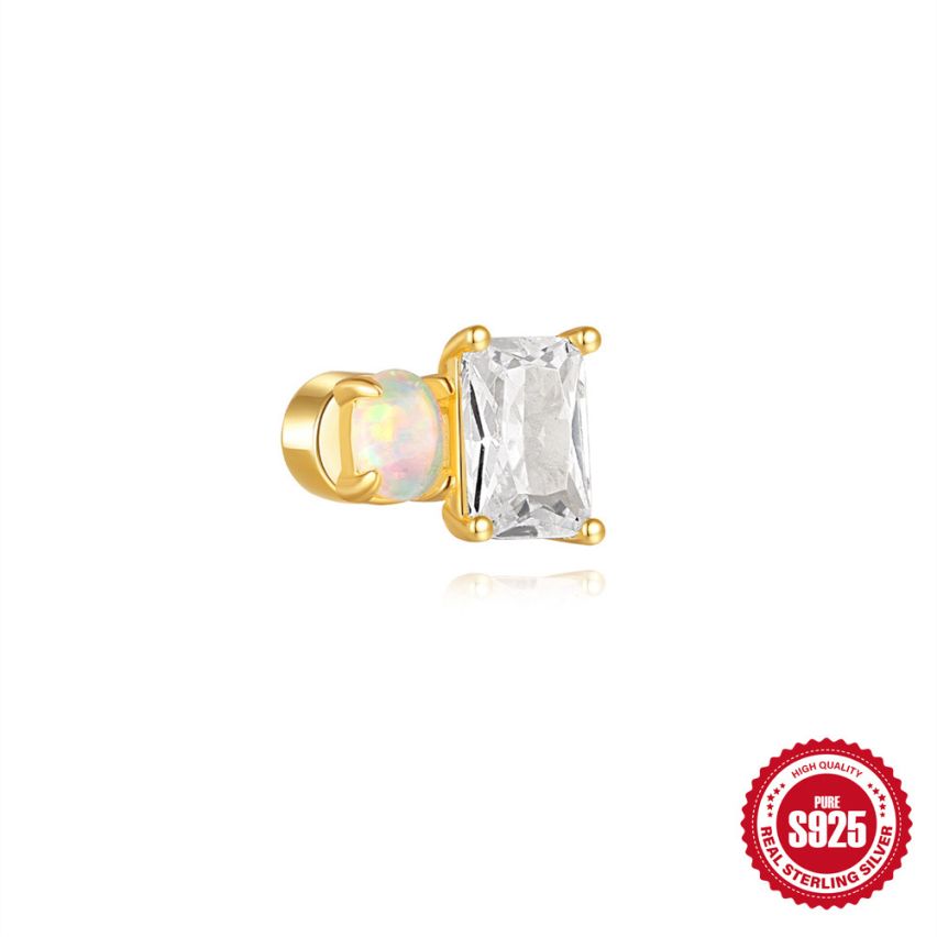 ESSENTIAL 3 galvanization layers 925 Silver Opal Piercing Earrings 