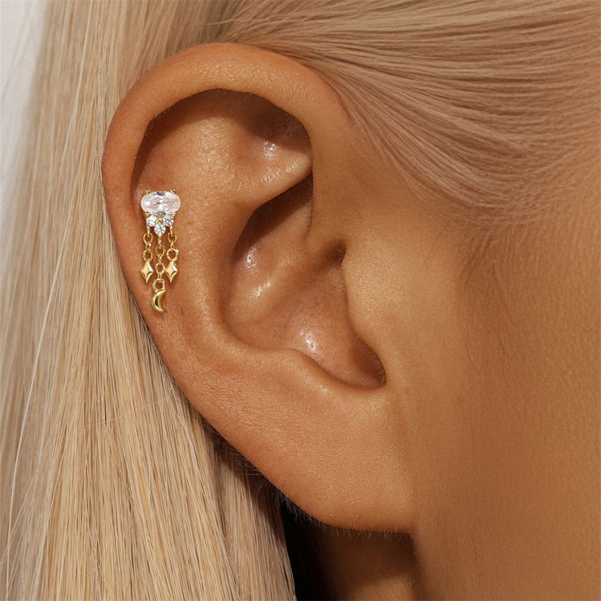 925 Silver 3 galvanization layers Opal Piercing Earrings