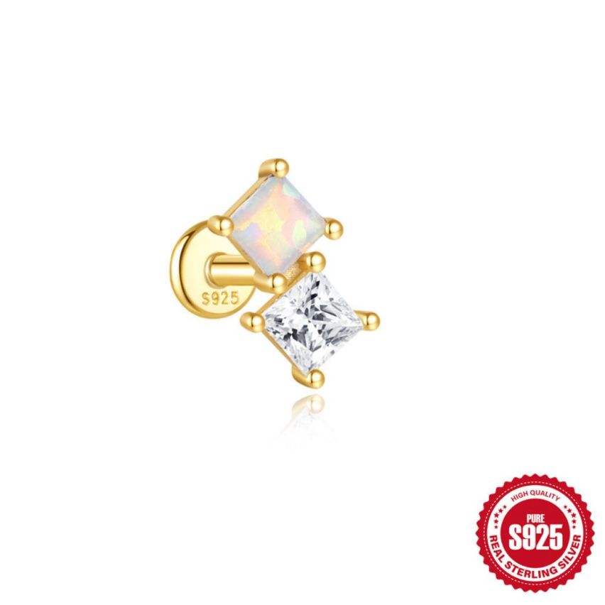 3 galvanization layers Zircon Piercing Earrings 