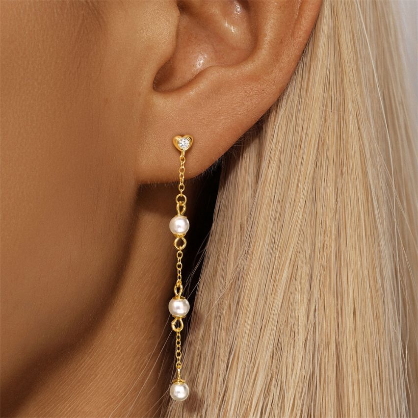 3 galvanization layers Pearls Earrings 