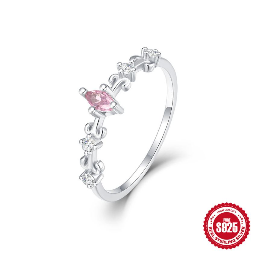 925 Silver 3 galvanization layers Rhodium Plating Zircon Minimalist Rings 1.3g 17.5x6mm