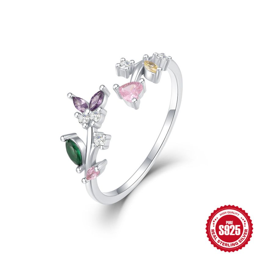 925 Silver 3 galvanization layers Rhodium Plating Zircon Minimalist Rings 1.59g