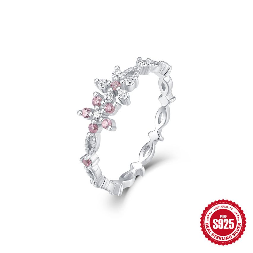 925 Silver 3 galvanization layers Rhodium Plating Zircon Minimalist Rings 1.65g 17.5x6mm