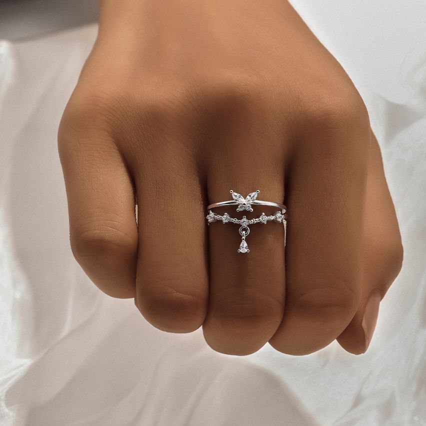 ESSENTIAL 3 galvanization layers 925 Silver Rhodium Plating Zircon Minimalist Rings 