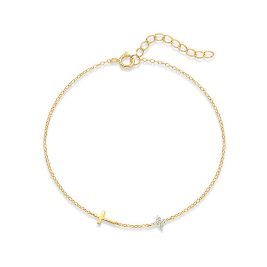 925 Silver 3 galvanization layers Zircon Cross Bracelets