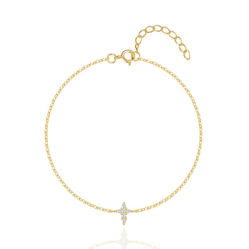 925 Silver 3 galvanization layers Zircon Cross Bracelets