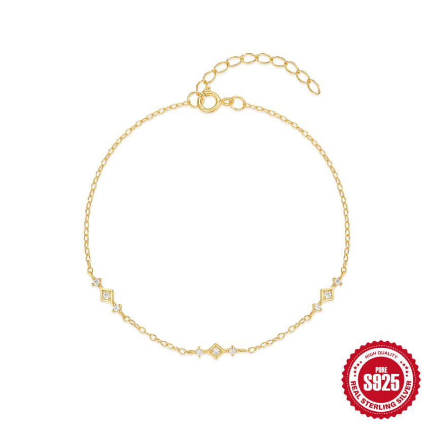 925 Silver 3 galvanization layers Zircon Minimalist Bracelets 1.16g