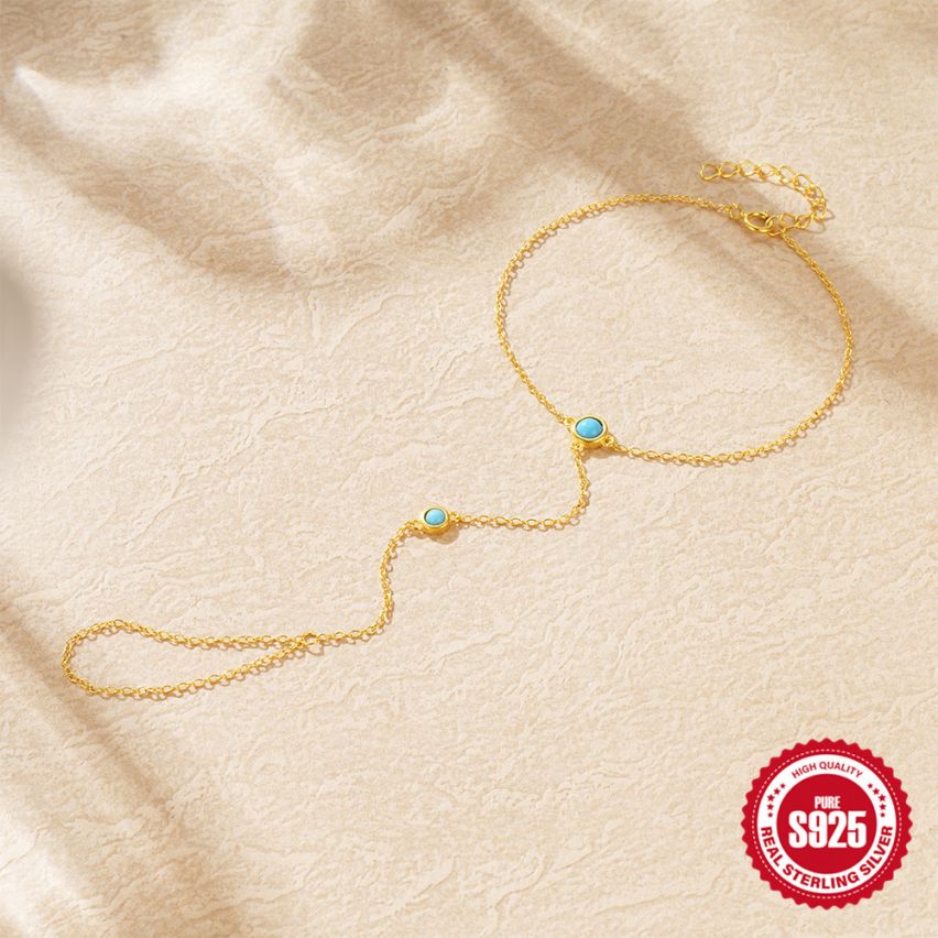 925 Silver 3 galvanization layers Turquoise Indians Bracelets 1.46g