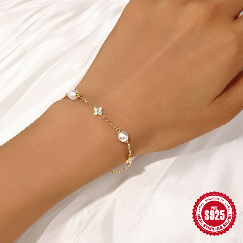 925 Silver 3 galvanization layers Zircon Minimalist Bracelets 1.74g