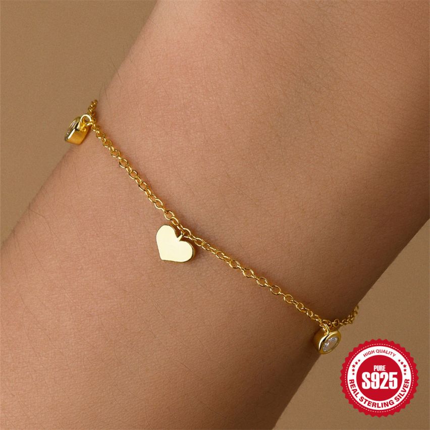 925 Silver 3 galvanization layers Zircon Minimalist Bracelets