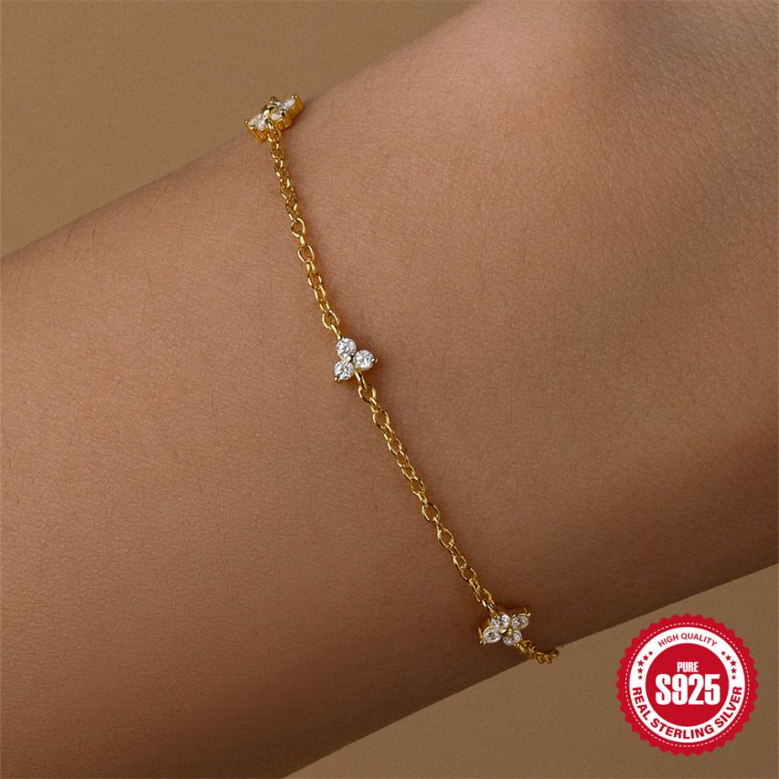 925 Silver 3 galvanization layers Zircon Minimalist Bracelets