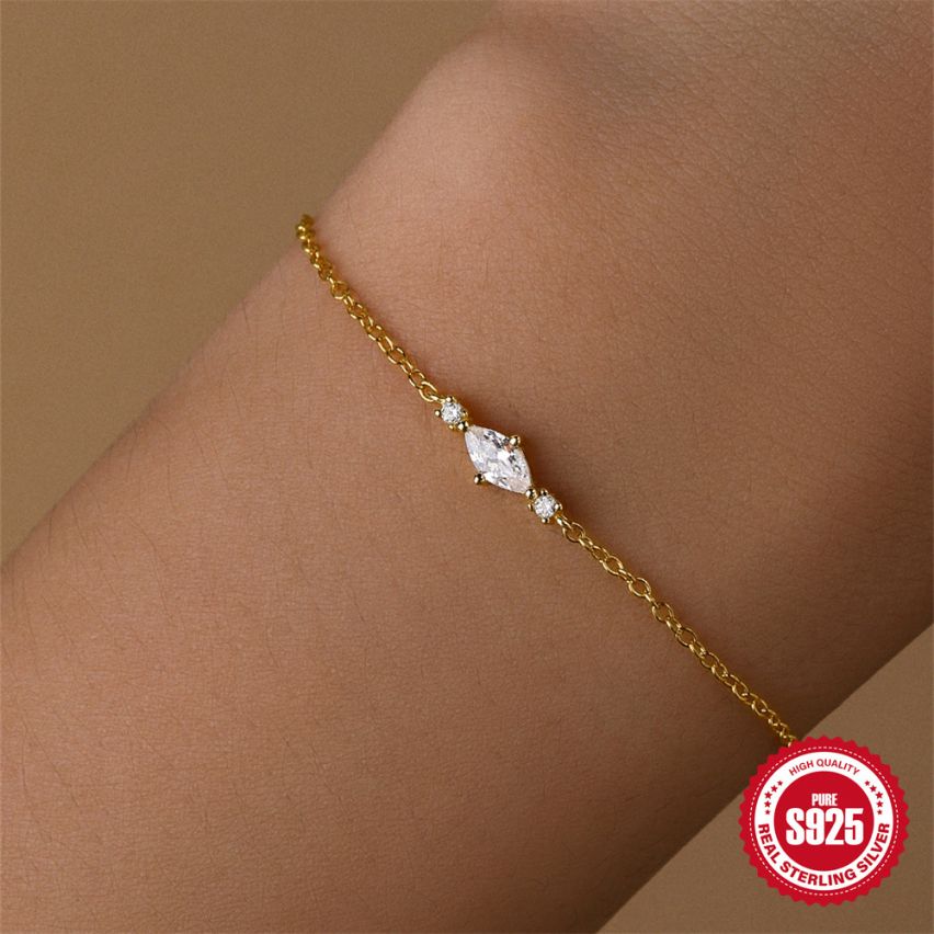 925 Silver 3 galvanization layers Zircon Minimalist Bracelets