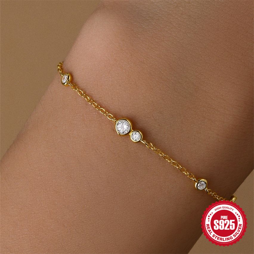 925 Silver 3 galvanization layers Zircon Minimalist Bracelets