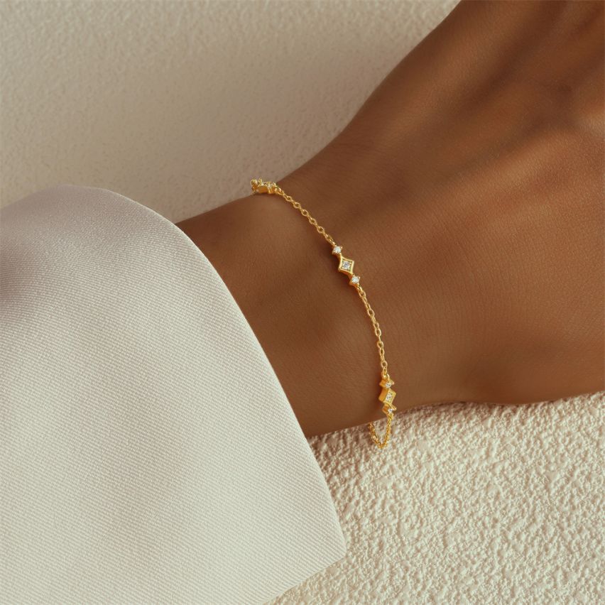 925 Silver 3 galvanization layers Zircon Minimalist Bracelets